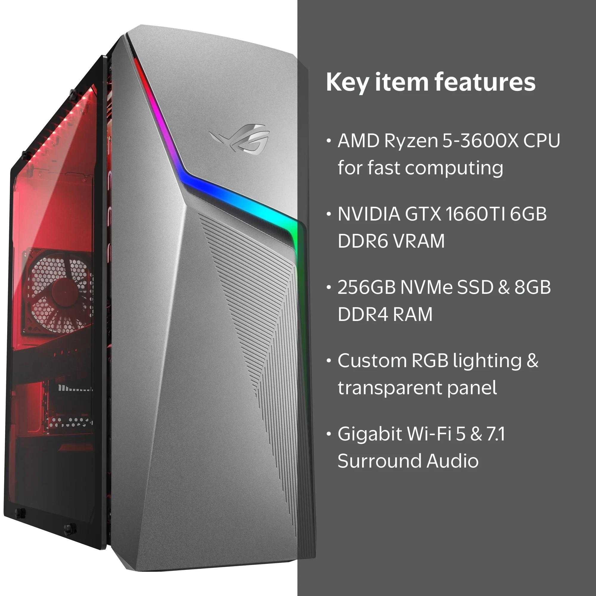 ASUS ROG Strix G10DK Gaming Desktop, AMD Ryzen 5-3600X, NVIDIA GTX