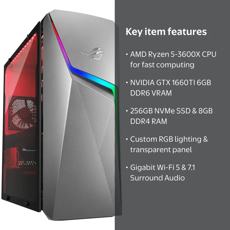 ASUS ROG Strix G10DK Gaming Desktop, AMD Ryzen 5-3600X, NVIDIA GTX