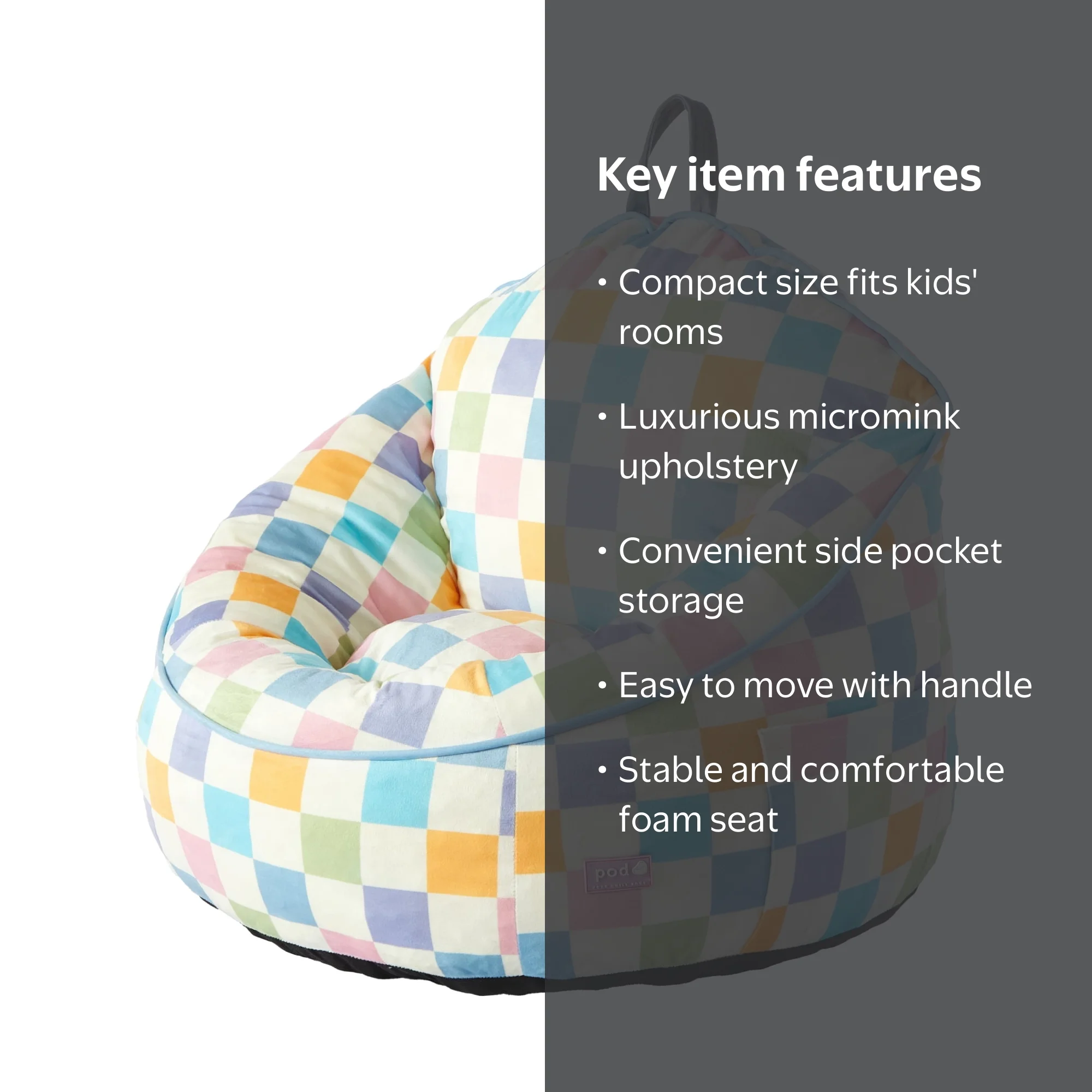 Room Revival Compressed Foam Bean Bag Chair for Kids, Rainbow