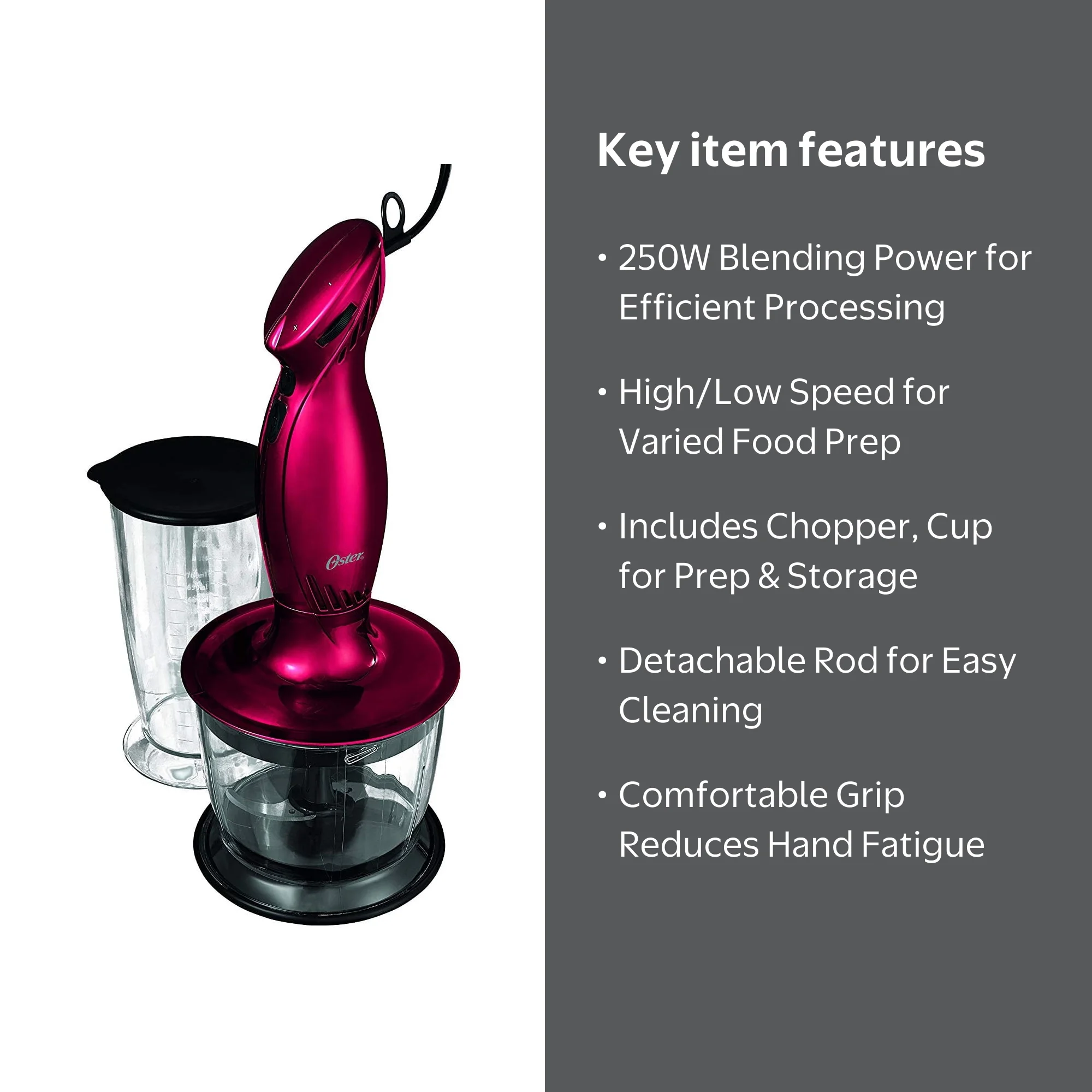 Oster FPSTHB26RDP-000 2 Speed Immersion Hand Blender Food Chopper