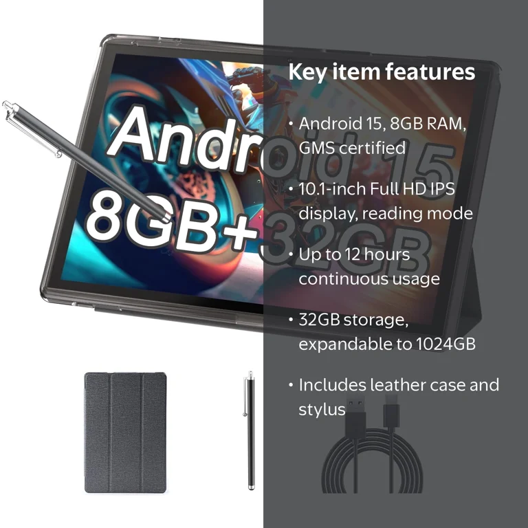 10-inch 2-in-1 Android 11 Tablet PC, 128GB+6GB, Quad-Core, 5G