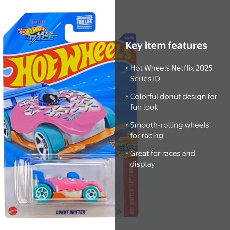 2025 HOT WHEELS Donut Drifter Pink 40/250 HW Let's Race 40/250