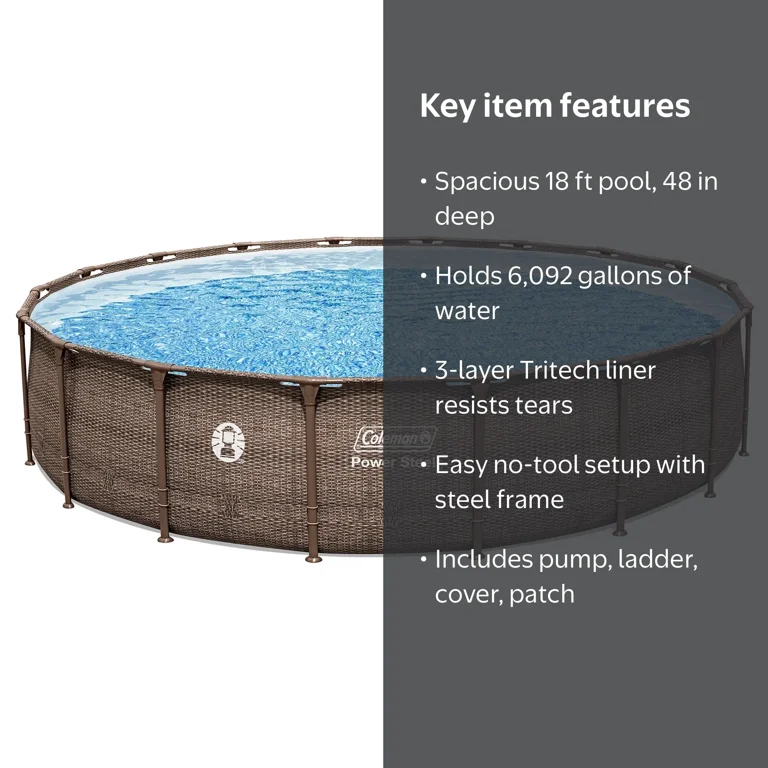 18 ft Round Metal Frame Above Ground Pool Set, 48 in – Walmart.com