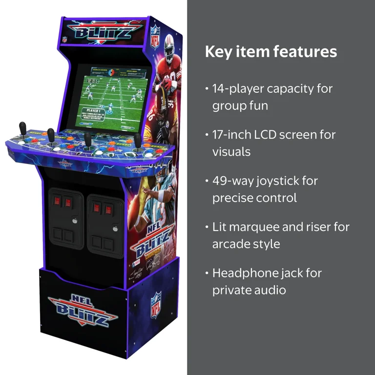 その他 ARCADE1UP Arcade1Up - NFL BLITZ, Midway Video Game Machine with Riser and
