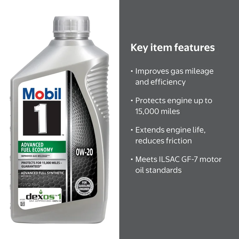 Mobil 1, Advanced Full Synthetic Motor Oil, 0W-20, 6 Pack