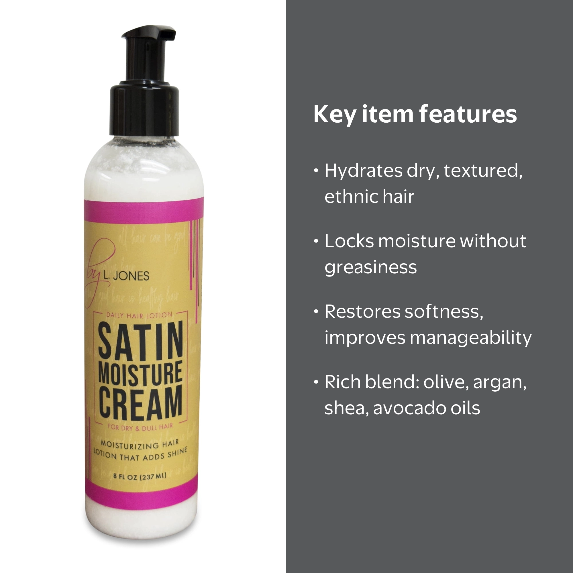 SLON MOISTURE CREAM 2個セット by L. Jones, Satin Moisture Cream, 8 fl oz, Hair Moisturizer