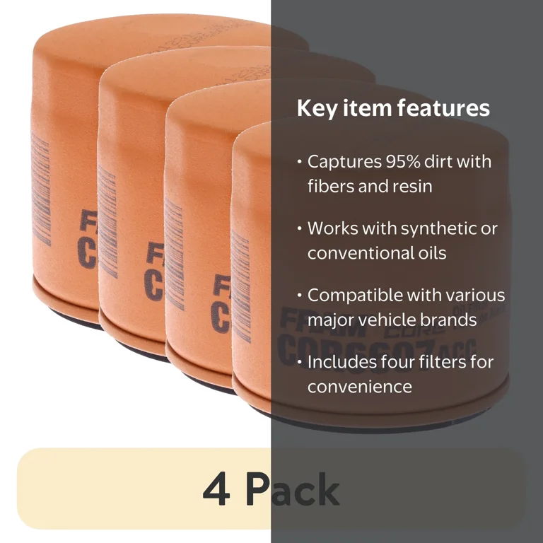 4 pack) FRAM Core 6607 Oil Filter - 10K Mile Replacement Filter
