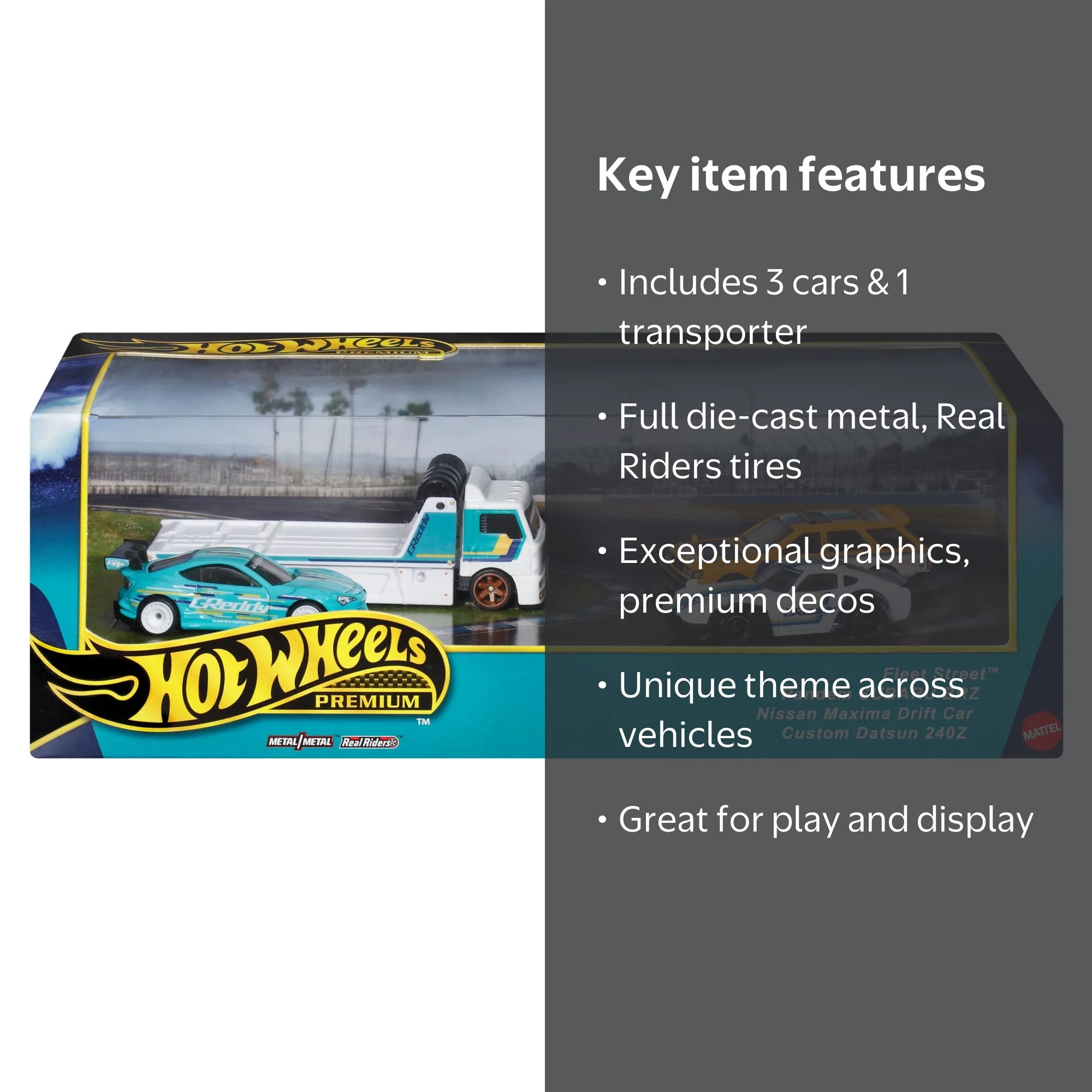 Hot Wheels, Premium Collector Display Sets, 3 Cars & 1 Transporter
