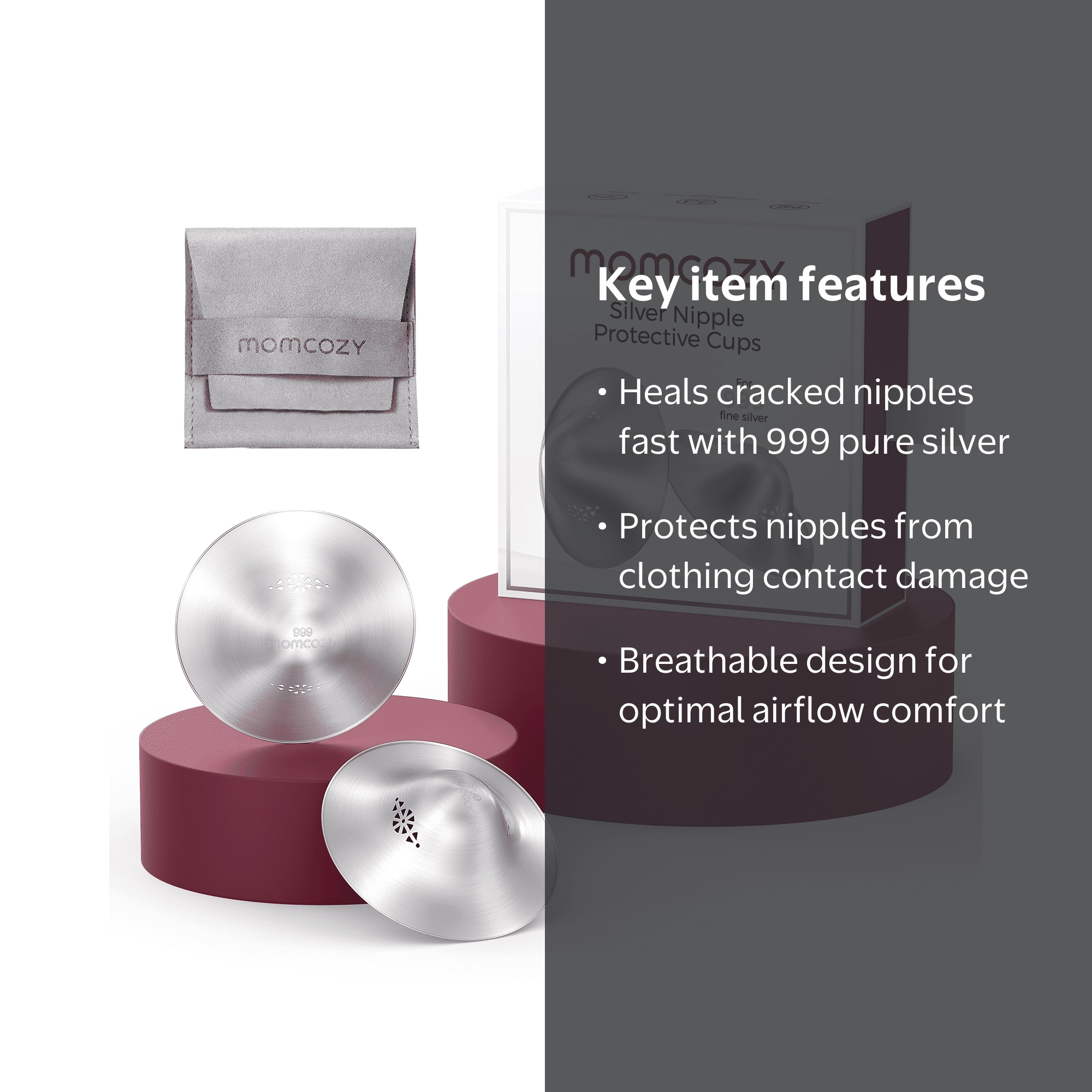 Momcozy, Silver Nursing Cups, XXL, 999 Silver Nipple Shield