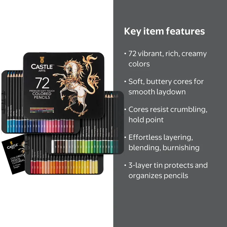 Castle Art Supplies 72 Colored Pencils Set - Walmart.com