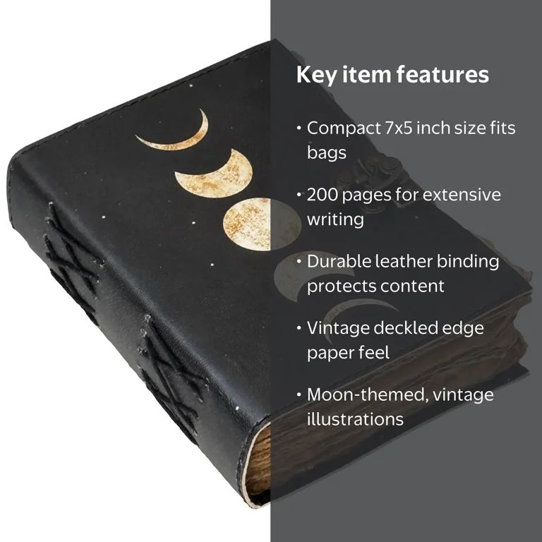 KGN HANDICRAFT, Spell Book of Shadows Moon Phases Leather Journal