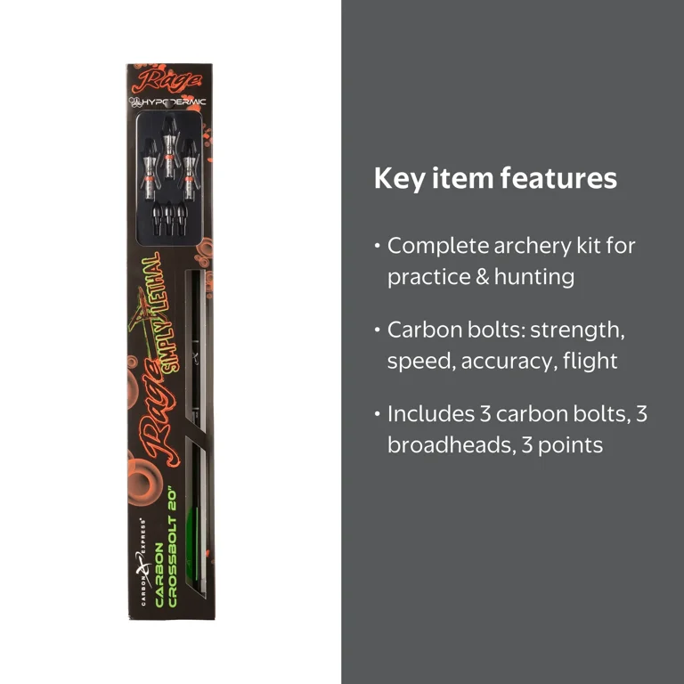 Rage Simply Lethal Ready-To-Hunt Crossbow Kit, Includes 3 Carbon