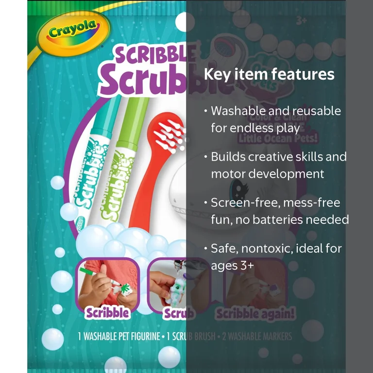 Crayola Scribble Scrubbie Fish Toy, 1 Ct Ocean Pet, Customizable