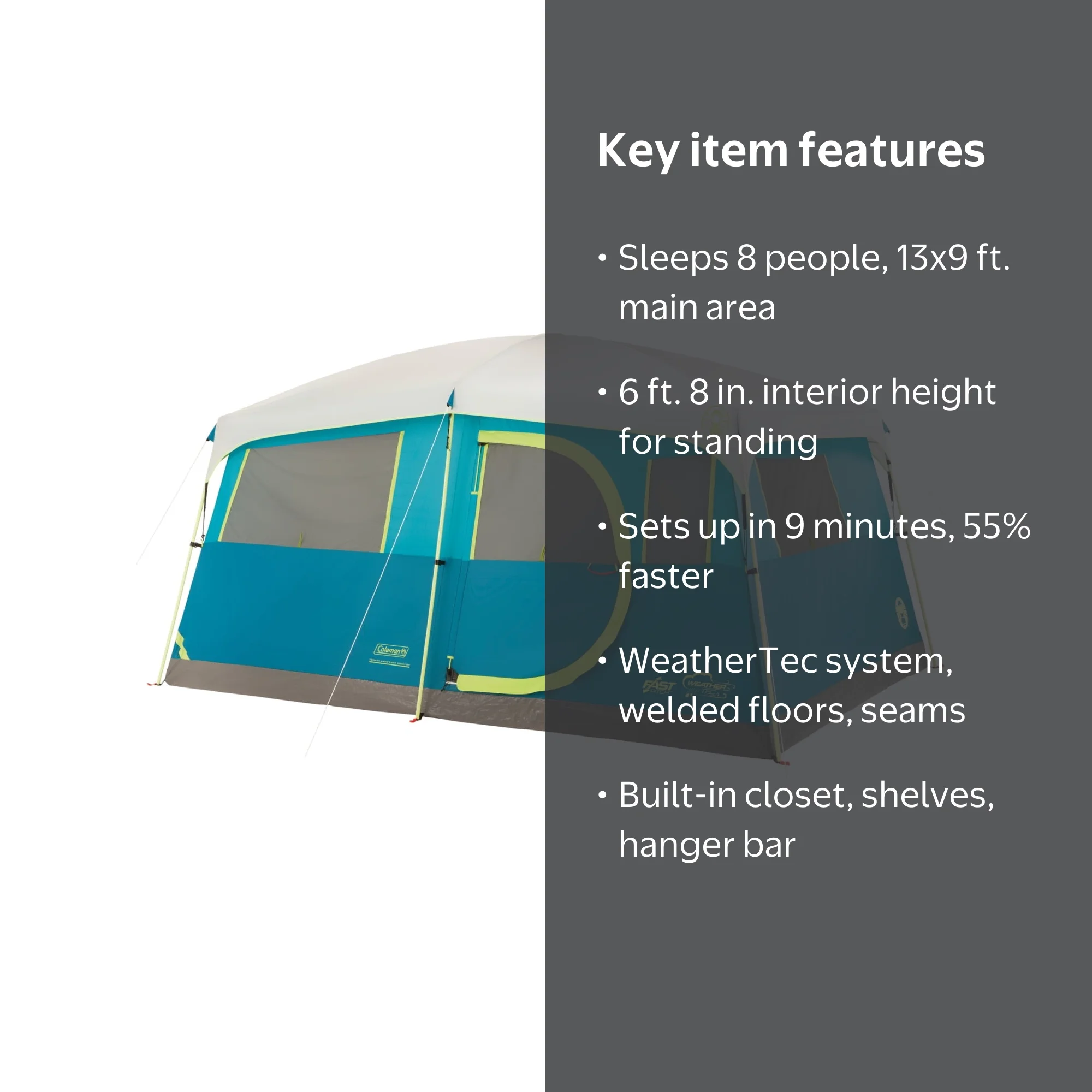Coleman® 8-Person Fast Pitch™ Cabin Tent with Built-in Closet