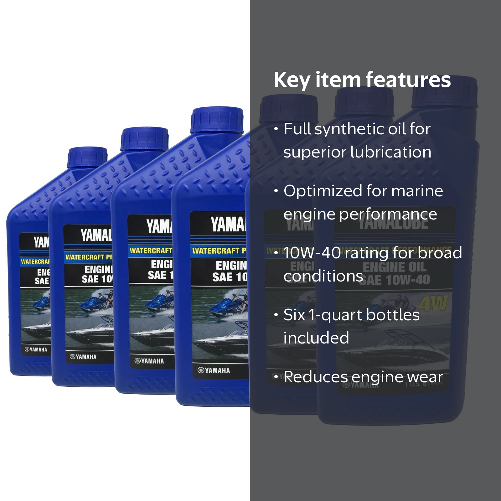 Yamaha Genuine OEM Yamalube Marine 10W-40 Oil, 6 Pack - LUB-10W40