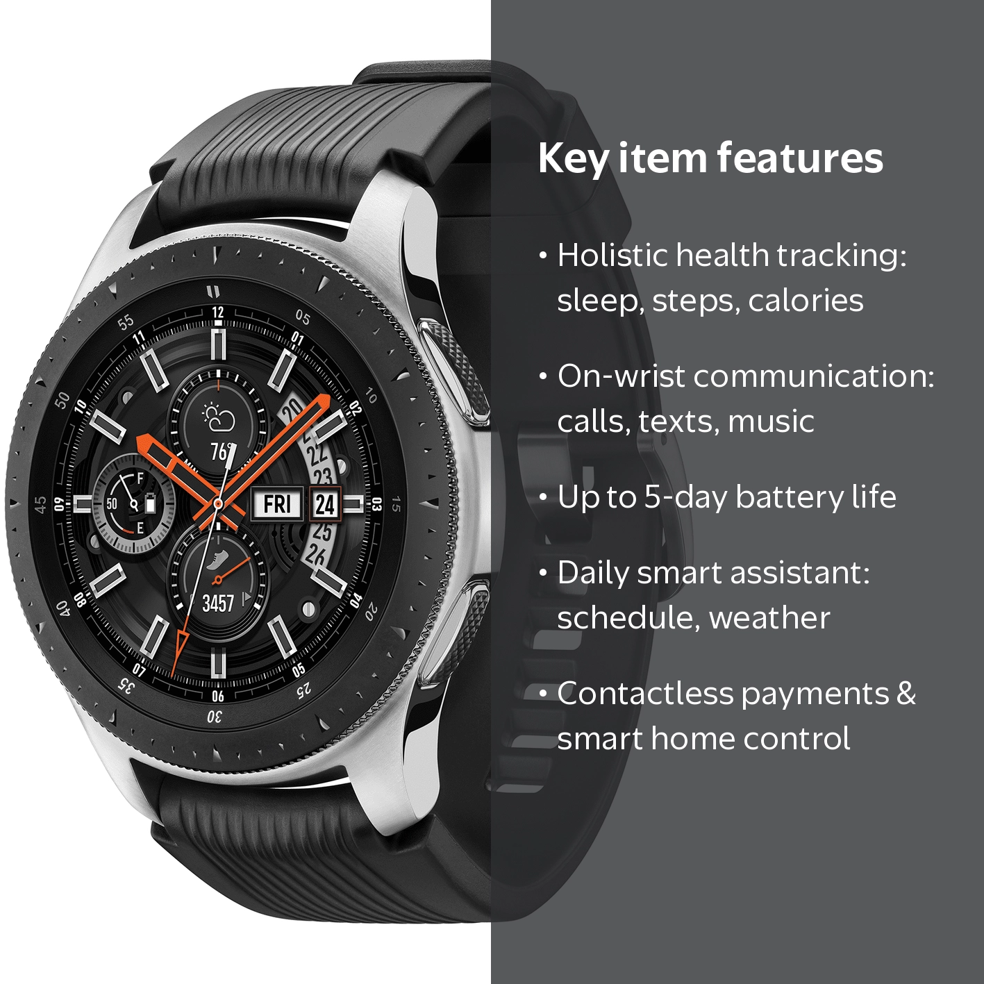 SAMSUNG Galaxy Watch - Bluetooth Smart Watch (46mm) - Silver - SM