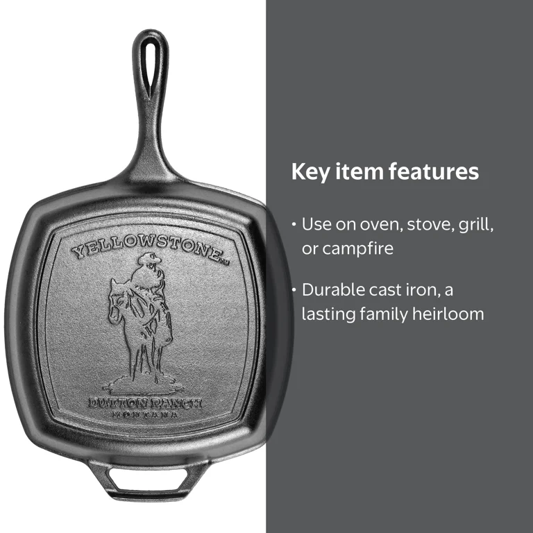 Lodge, Cast Iron Grill Pan, 10.5 inch, Square Cowboy - Walmart.com