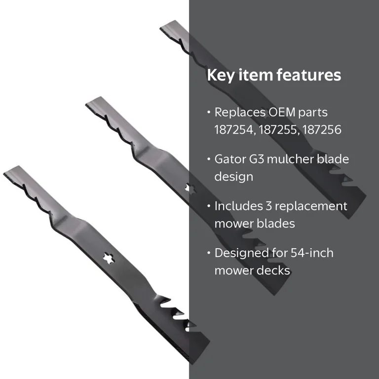 54-Inch Mower Mulch Gator Blades 187254 187255 187256 Husqvarna