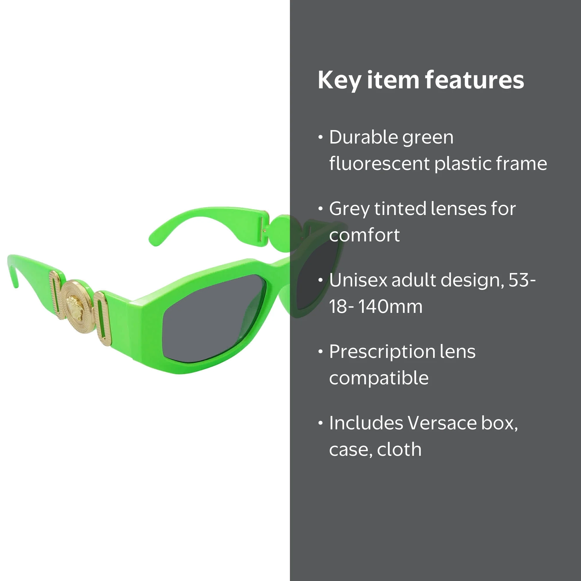 Versace Unisex Geometric Sunglasses VE4361 531987 53 in Gray Shade