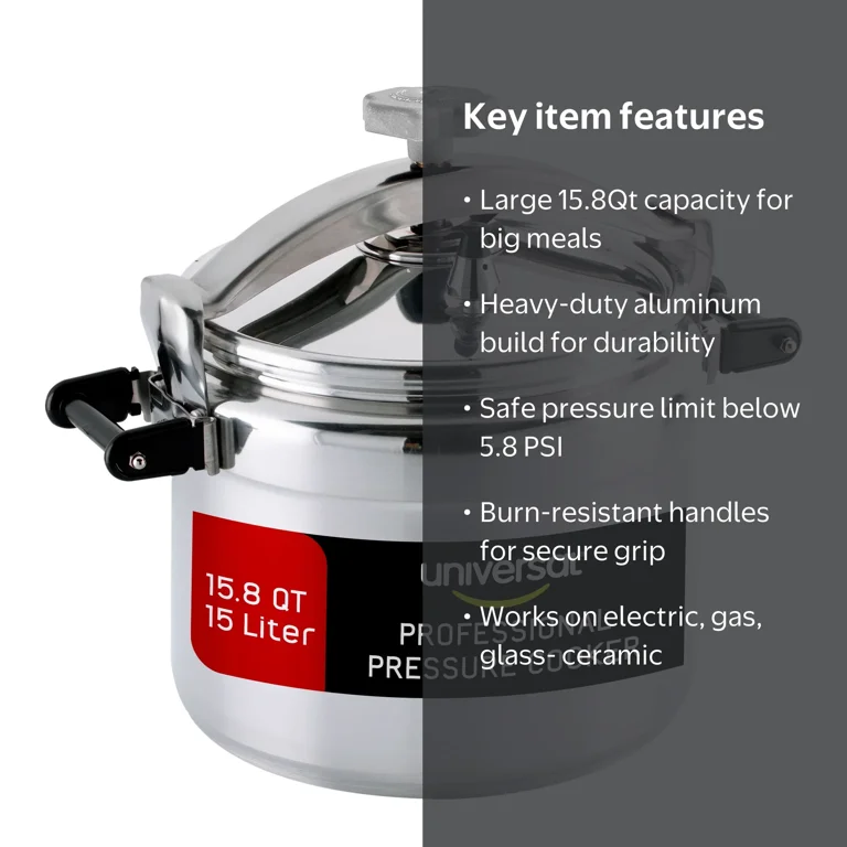 Universal, Pressure Cooker Safety Capacity Canning, 15.8 Qt