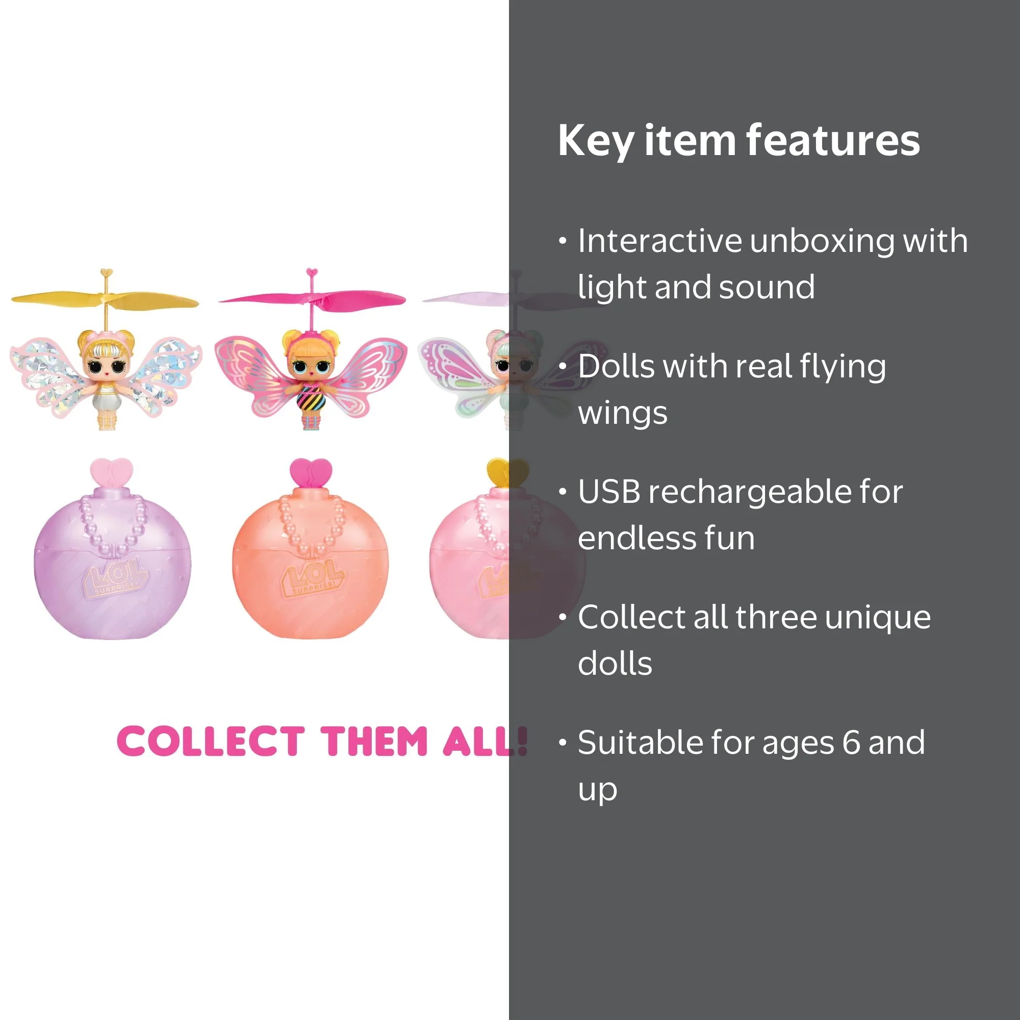L.O.L. Surprise!, Magic Flyers Sweetie Fly Collectible Doll, Pink