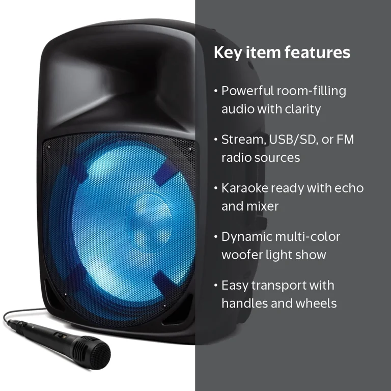 ION アイオン　15P ION Audio Pro Glow 1500, 15-inch Woofer, Bluetooth Speaker
