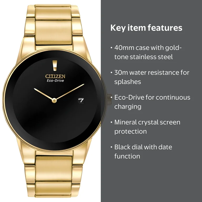CITIZEN, Men's Eco-Drive Axiom Gold-Tone Watch AU1062-56E, 40mm