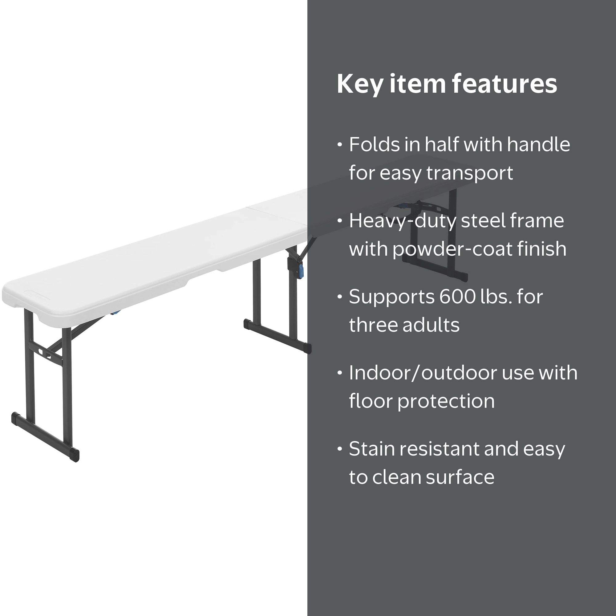 Free Shipping! Mainstays 6 Foot Fold-in-Half Bench, Steel Frame