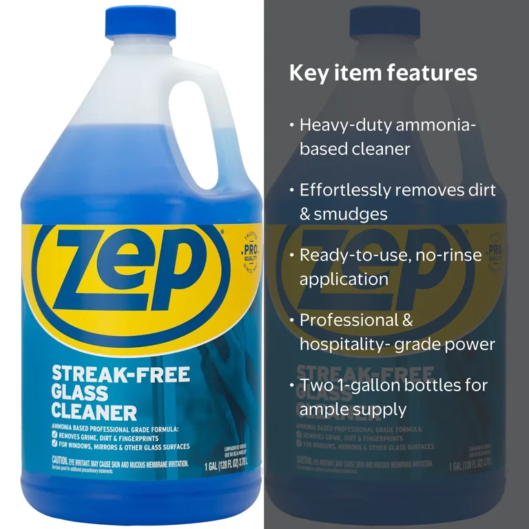 Zep Streak-Free Glass Cleaner - 1 Gallon, Case of 2 for