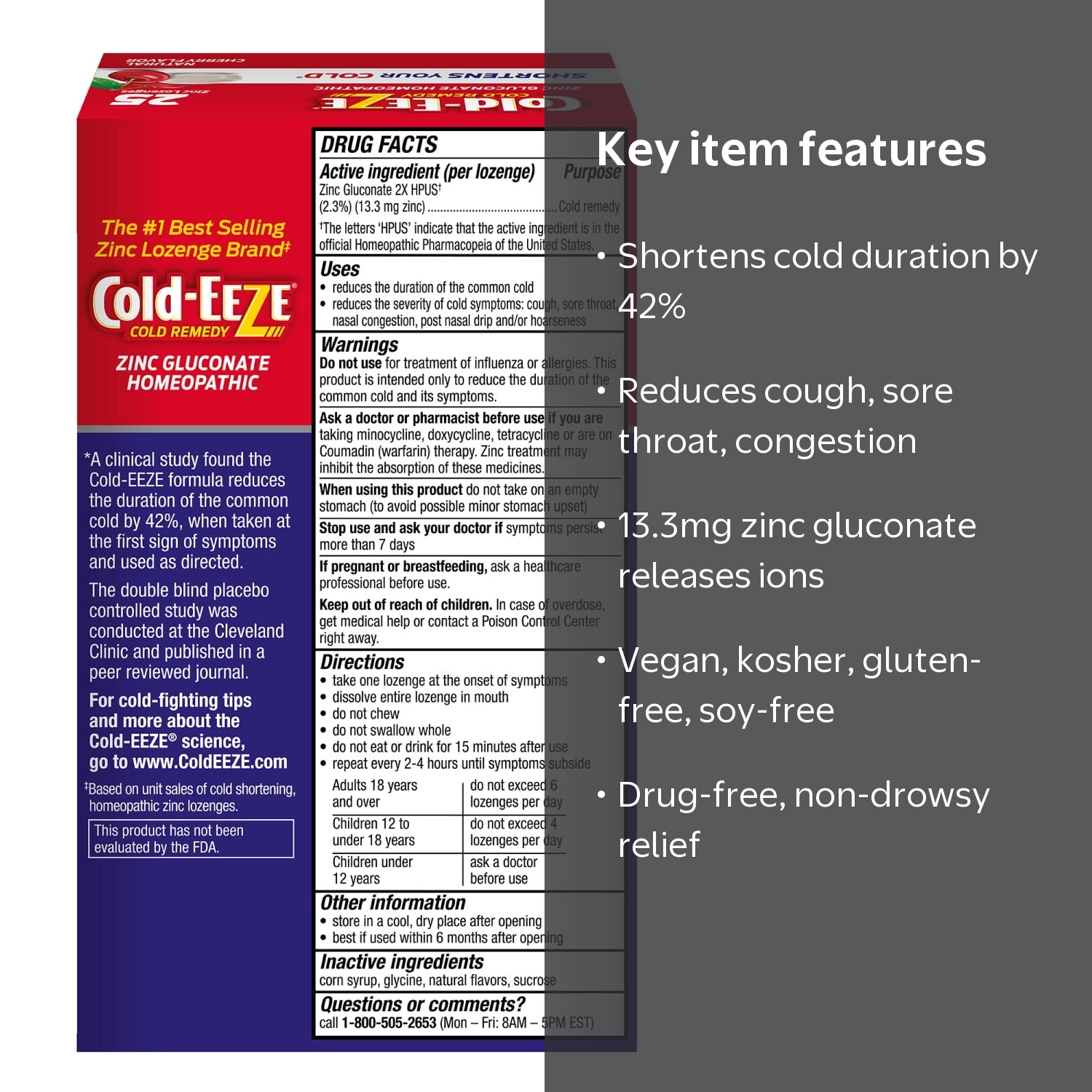 Cold-EEZE Original Natural Wild Cherry Zinc Lozenges, 25 Count HSA