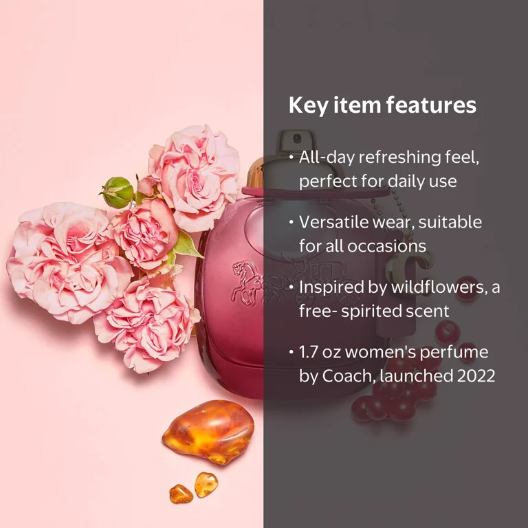 Coach Wild Rose Eau De Parfum, Floral Fruity Scent, 1.7 oz