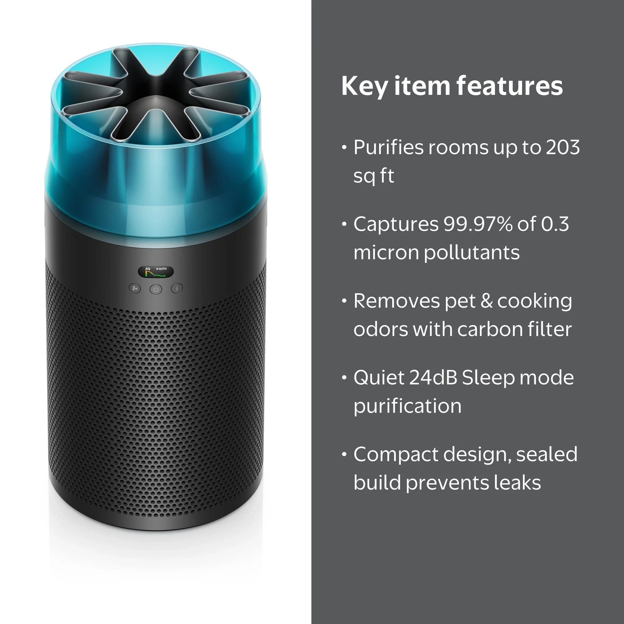 Dyson, Compact Air Purifier, HushJet™ Black/Teal, Sleep Auto Mode