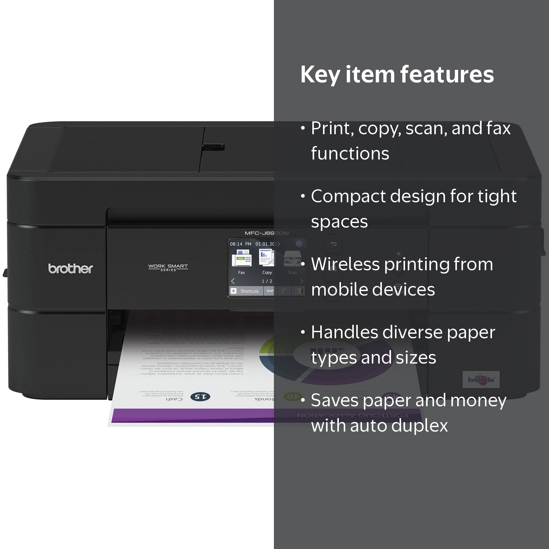 Open Box) Brother MFC-J690DW Wireless Color Inkjet All-in-One