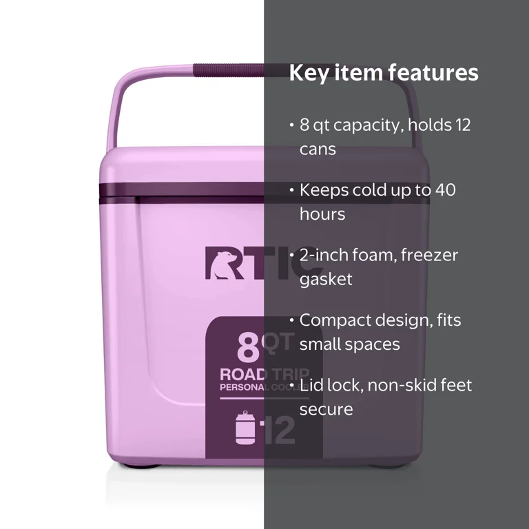 RTIC, Hard-Sided Personal Cooler, 8 QT, Fits 12 Cans Lavender/Plum