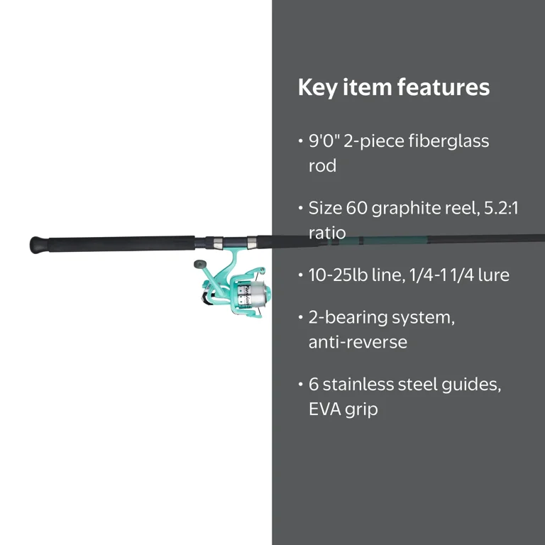 Berkley Fusion Spinning Combo, 9' Medium Heavy Fishing Rod, 60