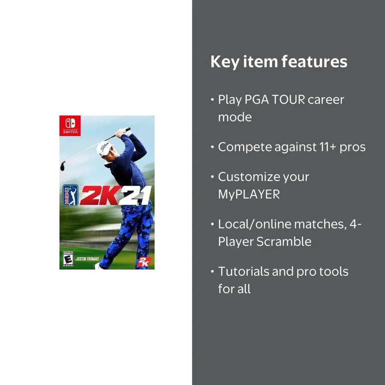 2K, PGA Tour 2K21, Nintendo Switch, Real Courses and Pro Players