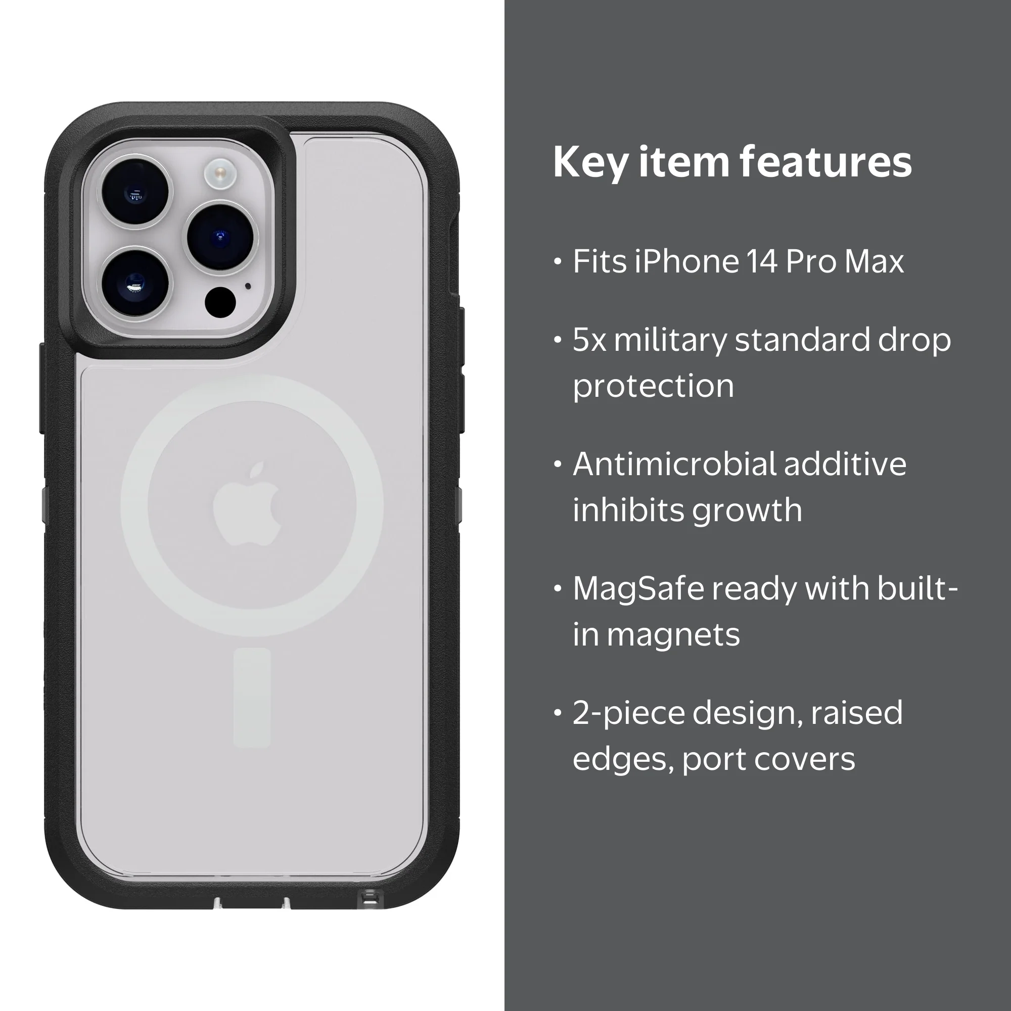 OtterBox Defender Series Pro XT Clear Case for iPhone 14 Pro Max
