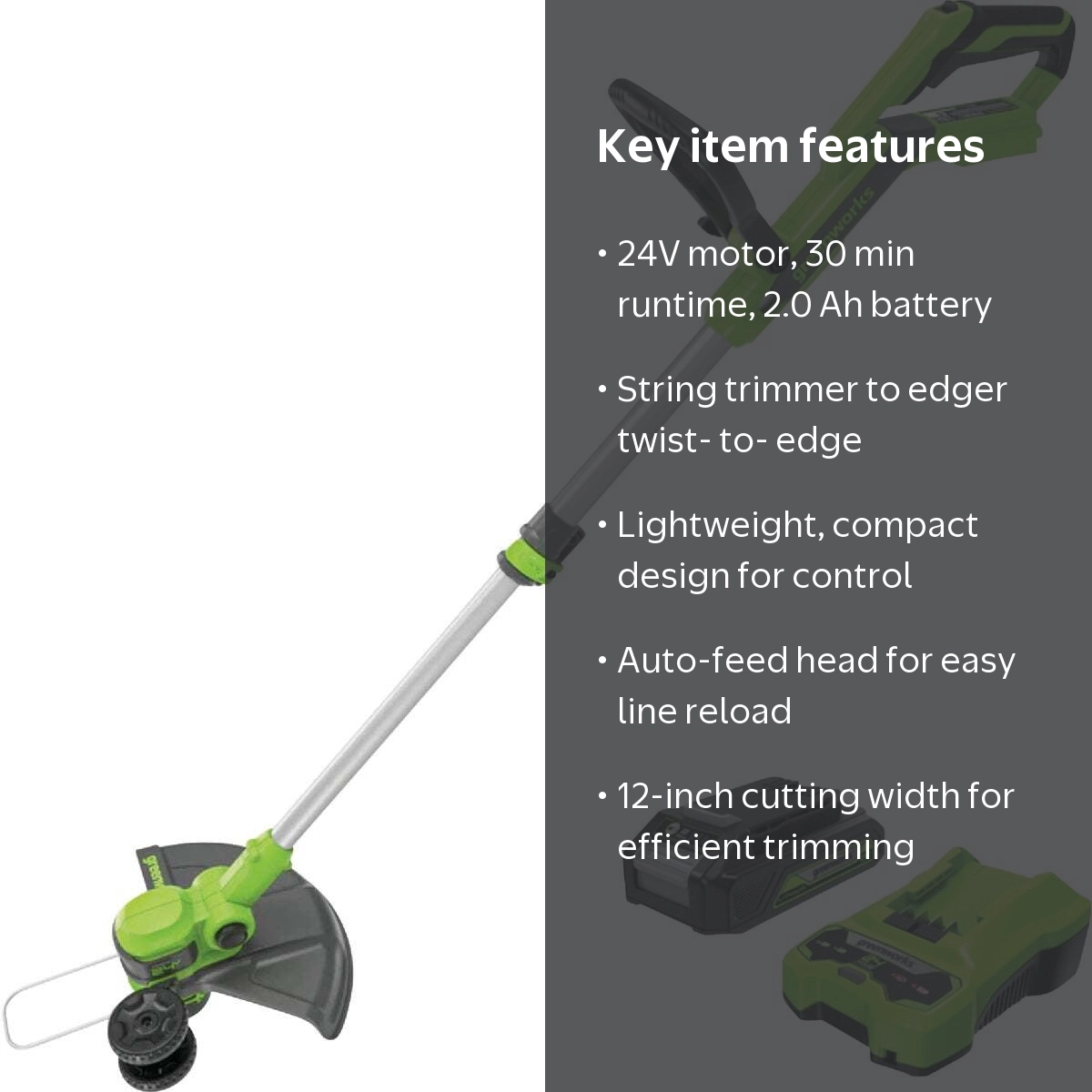 Greenworks, String Trimmer, 12