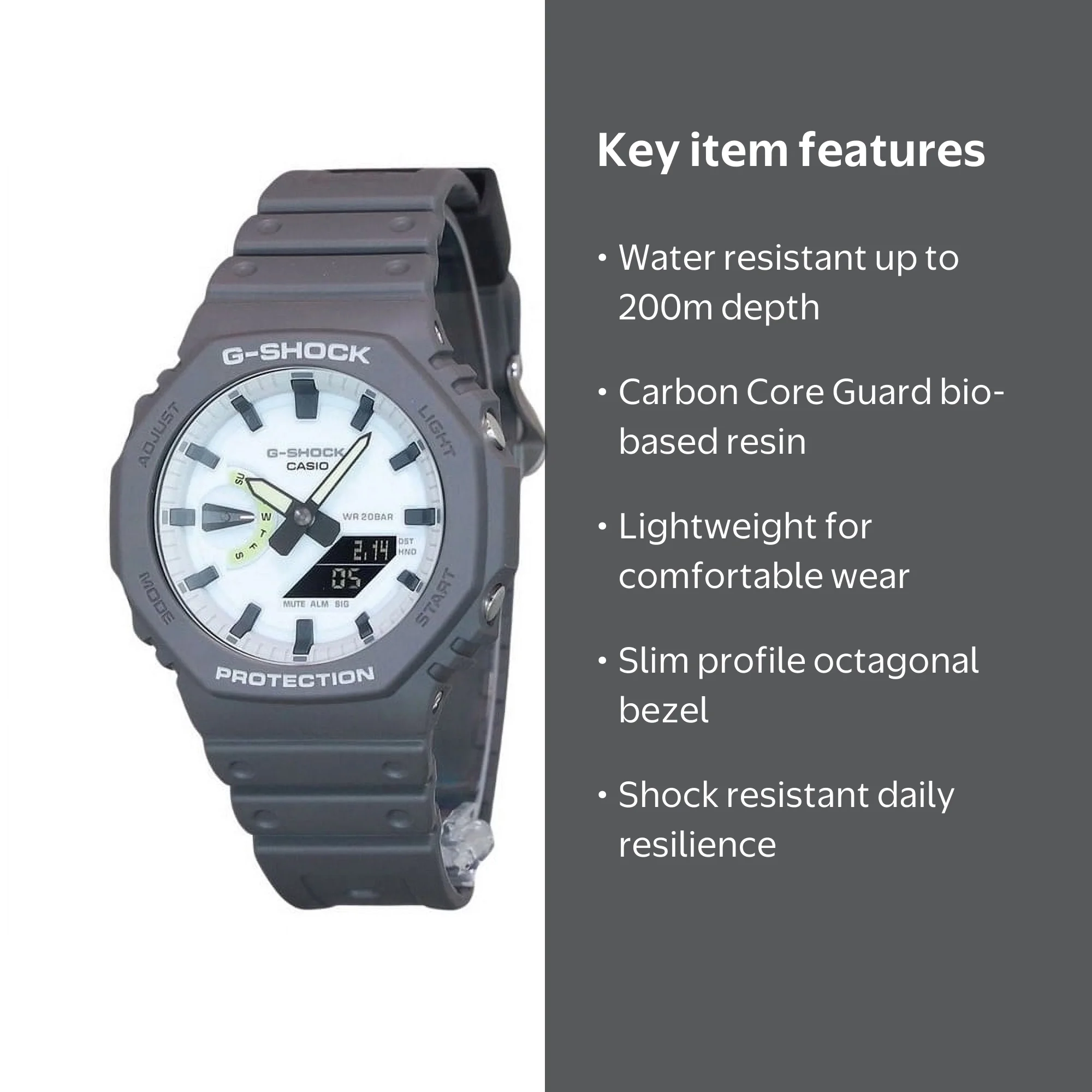 Casio G-SHOCK 2100 Series Men's Quartz White Dial Watch GA2100HD