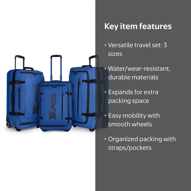 3 Piece Softside Luggage Set, Expandable Suitcases with Wheels