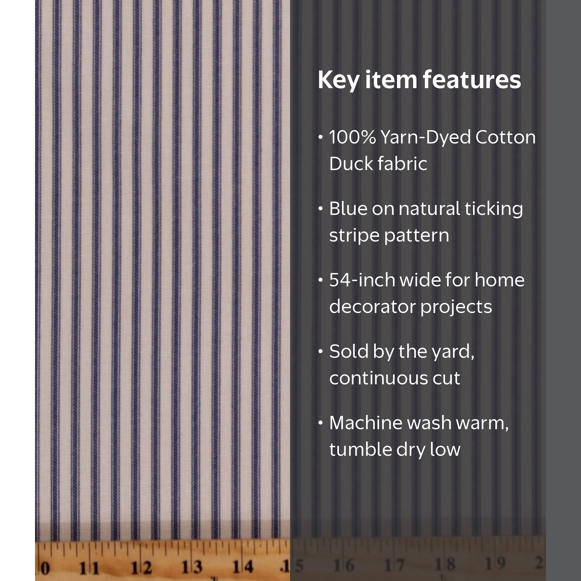 Ticking Stripe Blue on Natural 54