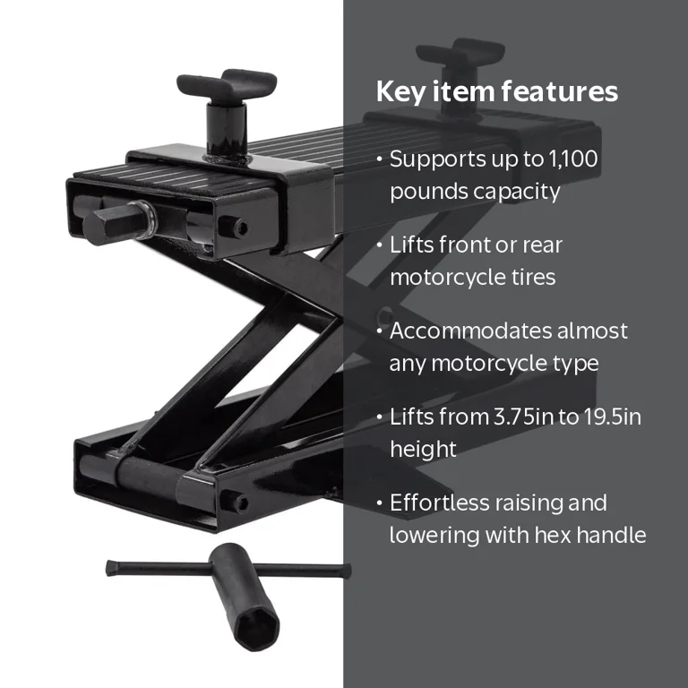 Black Widow, Motorcycle Jack, Steel, 1100 lb Capacity, 17.75 in L