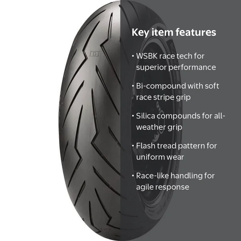 Pirelli, Diablo Rosso III Rear Sportbike Motorcycle Tire, 180