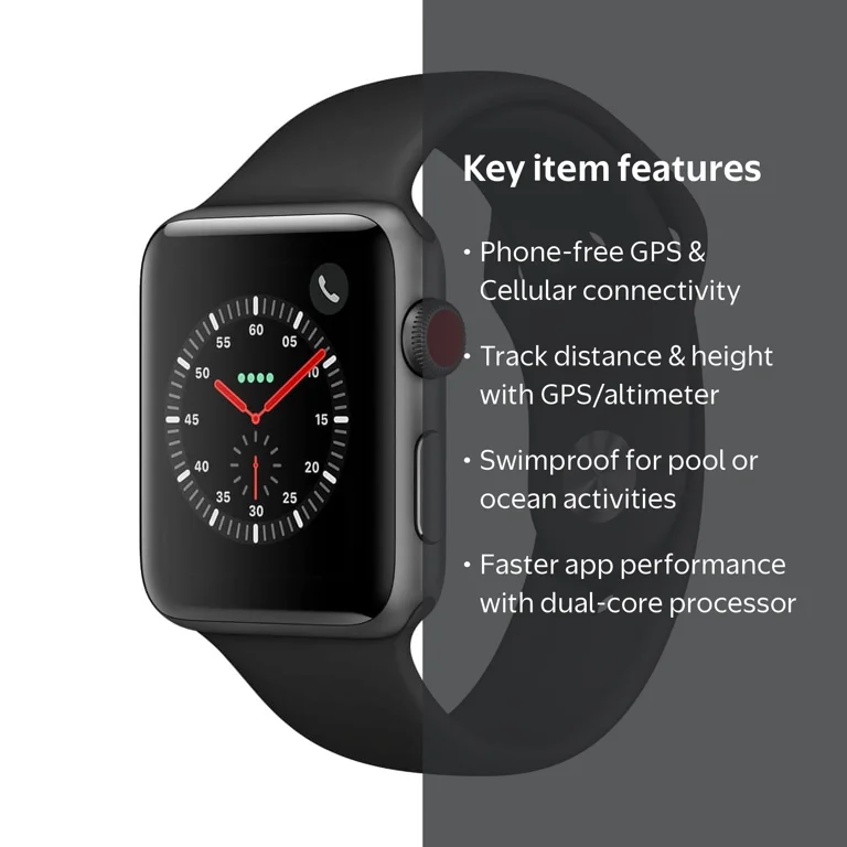 Apple Watch Series 3 GPS + Cellular - 42mm - Sport Band - Aluminum