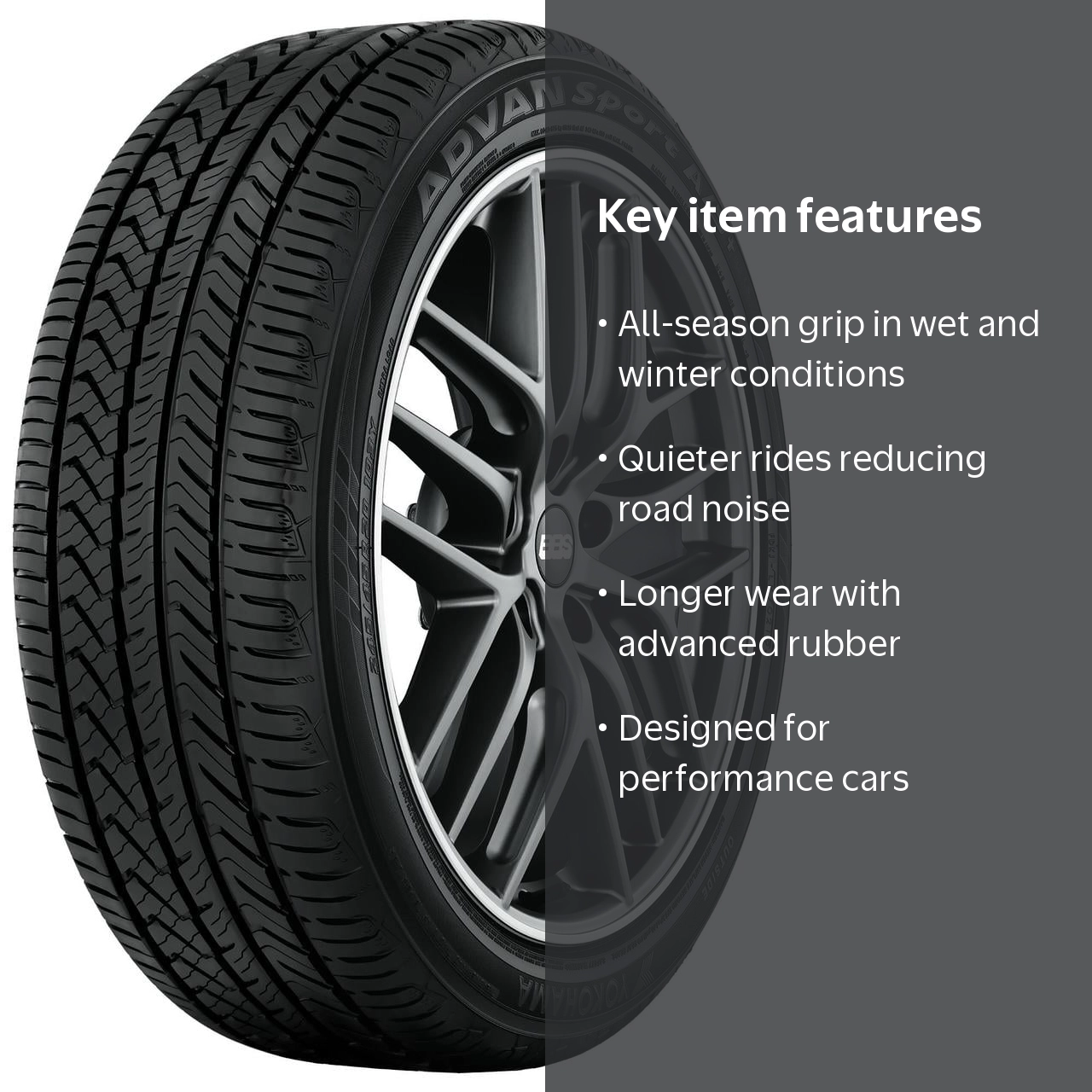 Yokohama Advan Sport A/S+ 225/55R17 97W BW All Season Tire