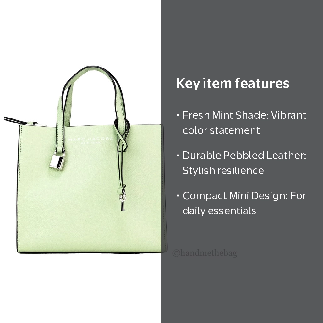 Marc Jacobs Mini Grind Mint Green Pebbled Leather Crossbody Tote