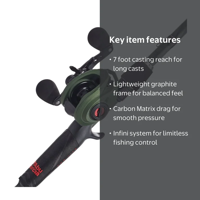 Abu Garcia Zata Baitcast Fishing Combo, 7' Medium Heavy, LP-LH