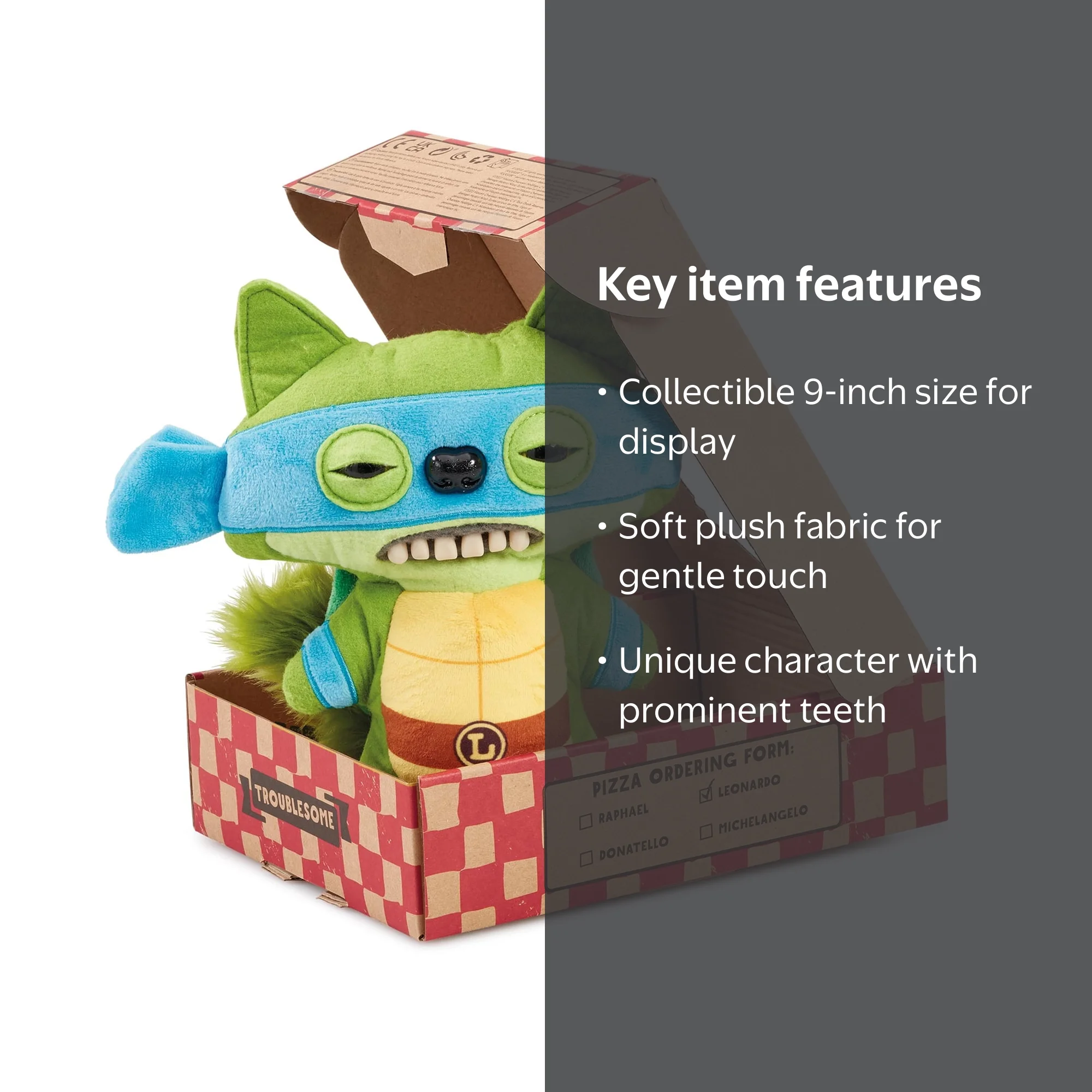 Fuggler, Teenage Mutant Ninja Turtles Plush, 9 Inch, Leonardo