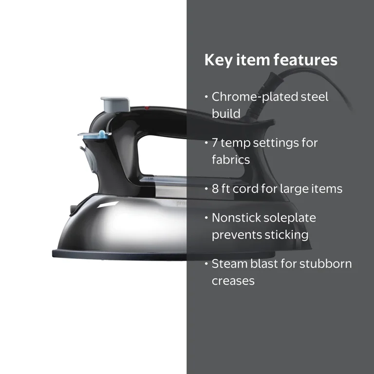 Proctor Silex Retro Clothing Iron, Nonstick Soleplate, Steam Blast