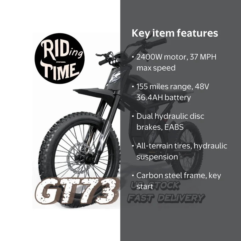 Ridingtimes GT73 Electric Dirt Bike for Adults 2400W Electric Bike